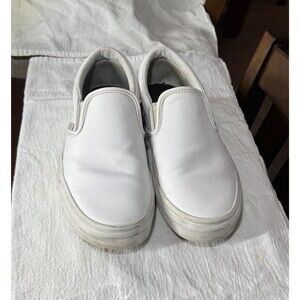 Vans Classic Slip-On Tumble White Leather Sneakers Men’s 10.5 Women’s 12 VN00071